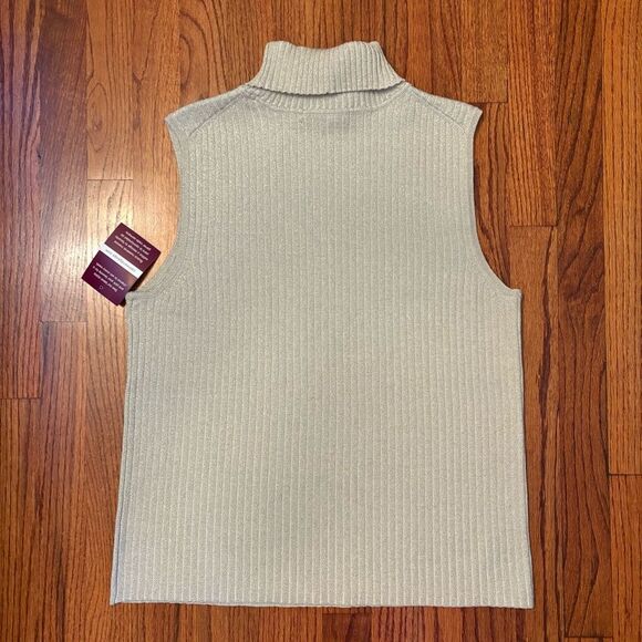 CABLE & GAUGE NWT Woman Metallic Ribbed Sleeveless Turtleneck Top Size 1X - Picture 3 of 5